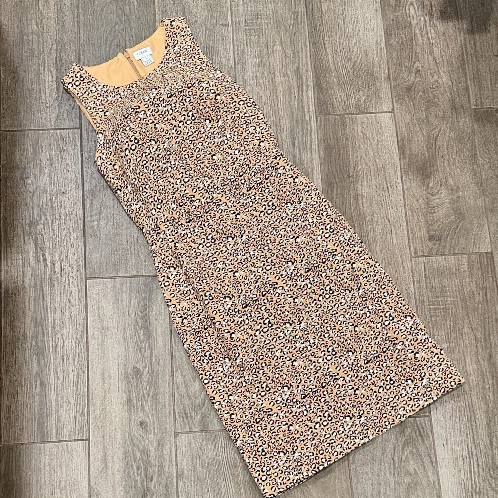 J. Crew Leopard Print Basketweave Midi Sheath Dress